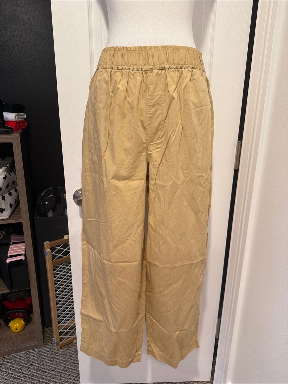 Madewell Wide-Leg Elastic Waist Chinos — Tan